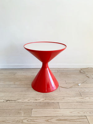 1970s Red Plastic West German Hourglass Illuminating Table