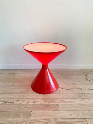 1970s Red Plastic West German Hourglass Illuminating Table