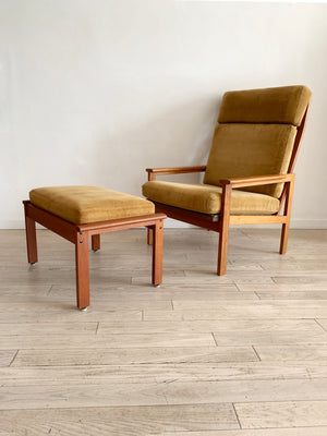1960s Danish Teak Arm Chair + Ottoman By Illum Wikkelso