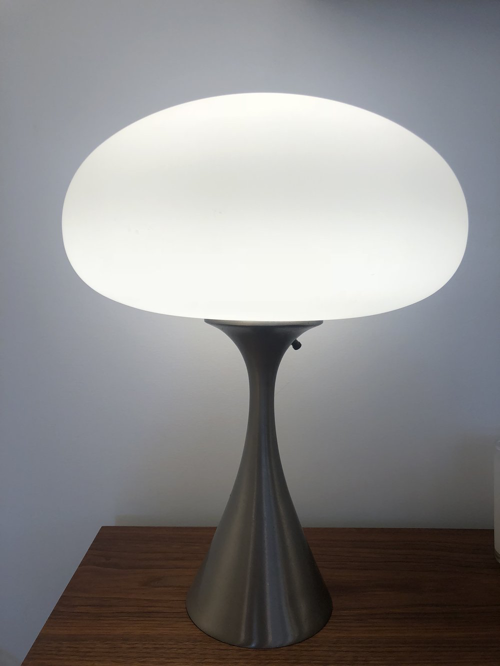 Mid Century Mushroom Table Laurel Lamp in Nickel Designed by Bill Curry
