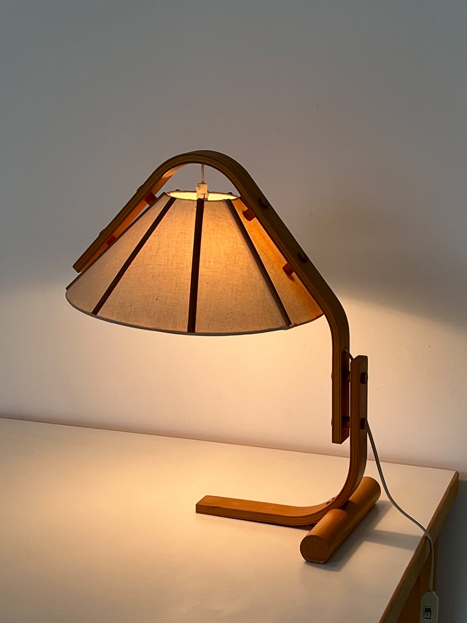 1970s Swedish Beechwood Atneta Lamp by Jan Wickelgren
