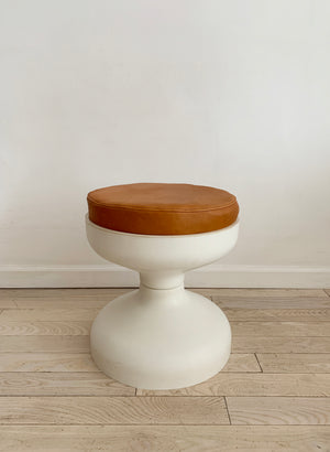 1960s Rocchetto Stool W/ Leather Cushion By Kartell - Single