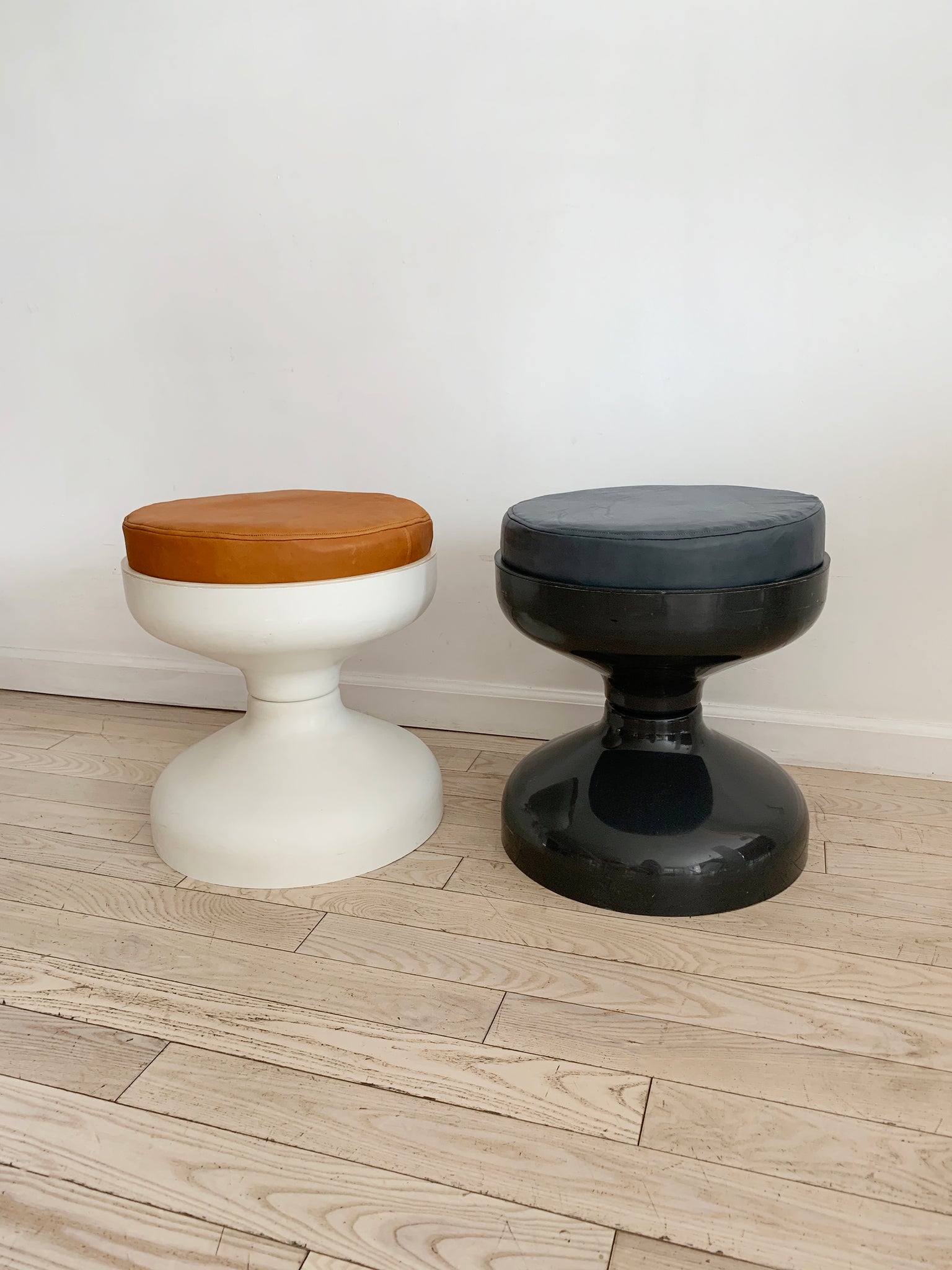 1960s Rocchetto Stool W/ Leather Cushion By Kartell - Single