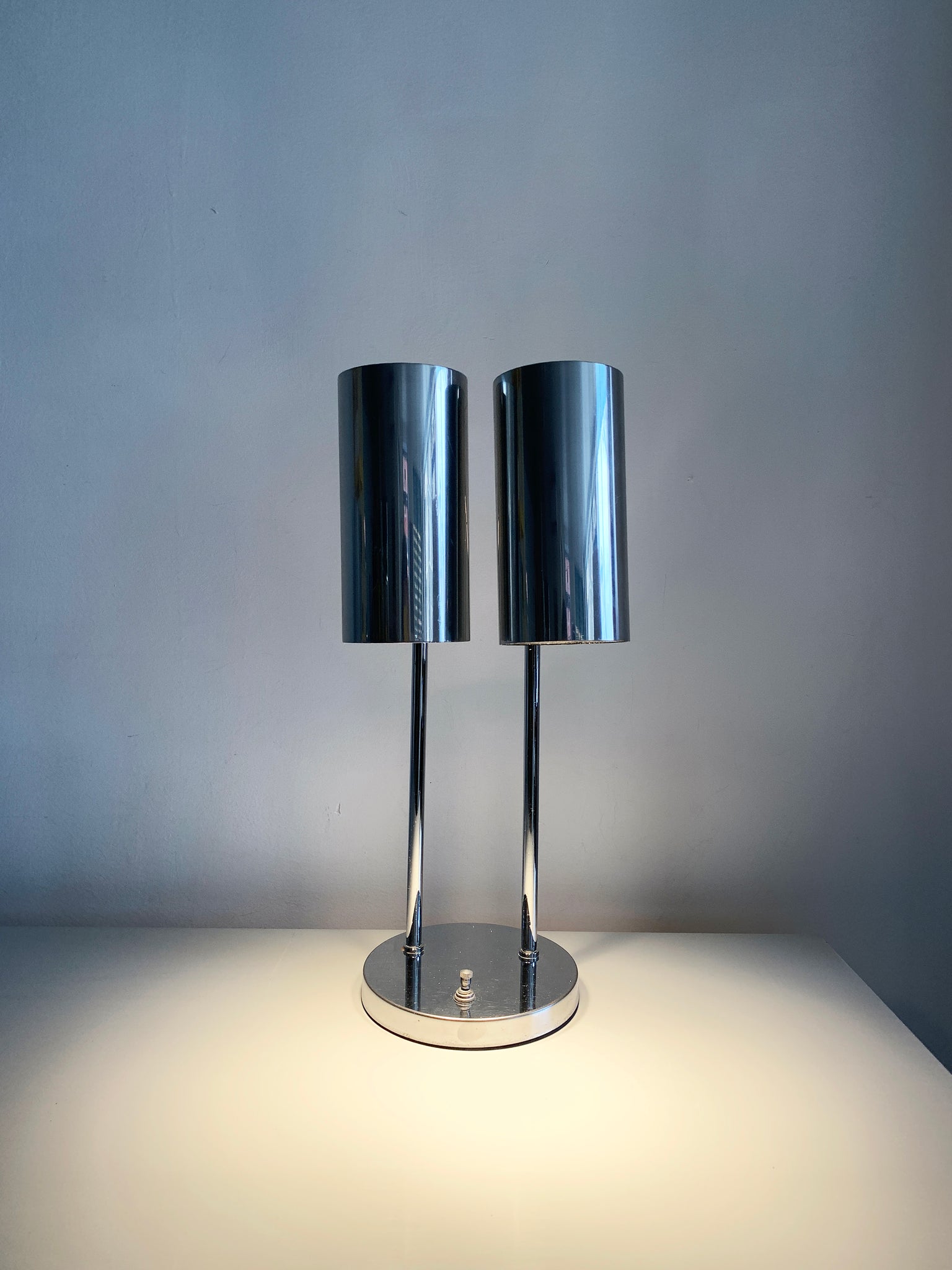 Two-Headed Directional Chrome Table Lamp by Robert Sonneman For Koch+Lowy