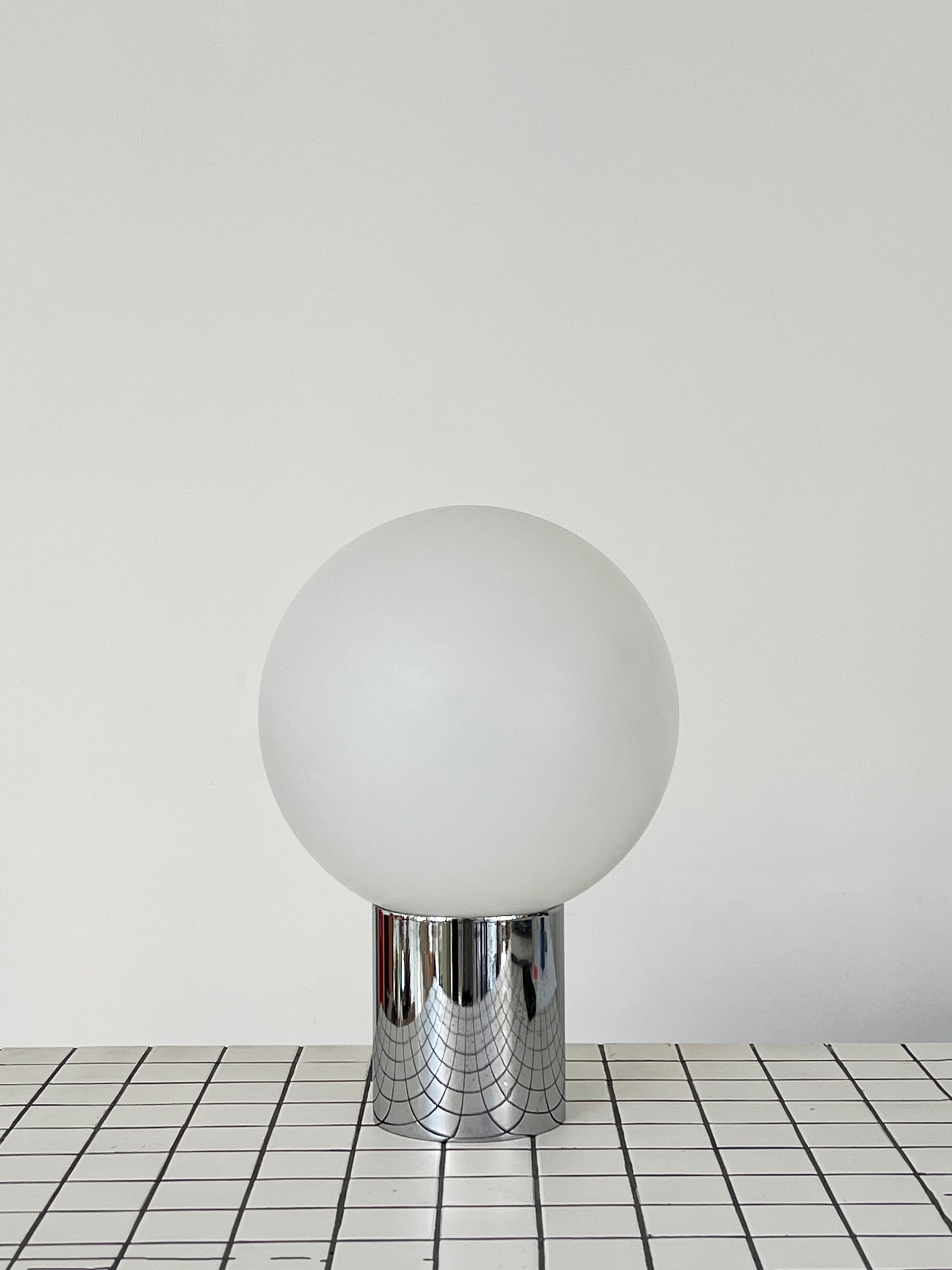 Chrome Kovacs Frosted Glass Orb Table Lamp