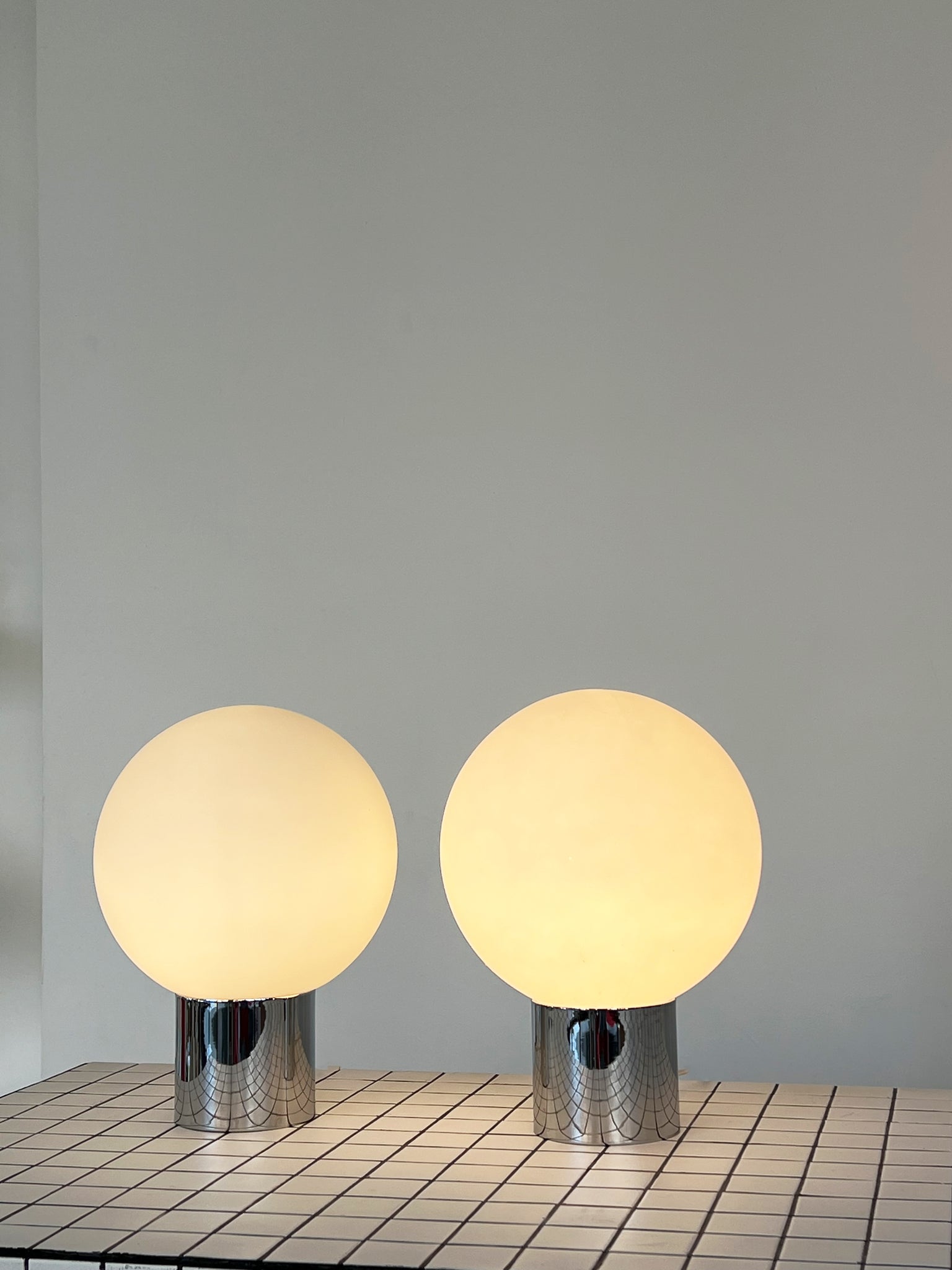Chrome Kovacs Frosted Glass Orb Table Lamp