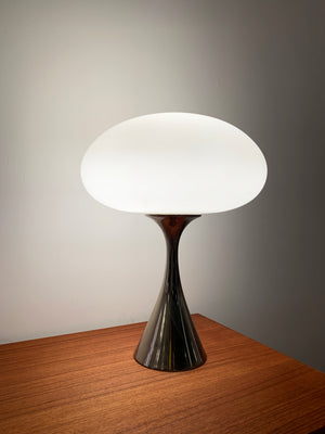 1960s Chrome Laurel Lamp With Frosted Glass mushroom Shade