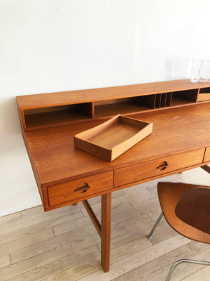 Danish Mid Century Teak Flip Top Desk by Peter Lovig Nielsen