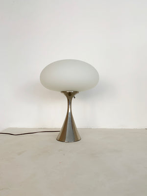 1960s Chrome Laurel Lamp With Frosted Glass mushroom Shade