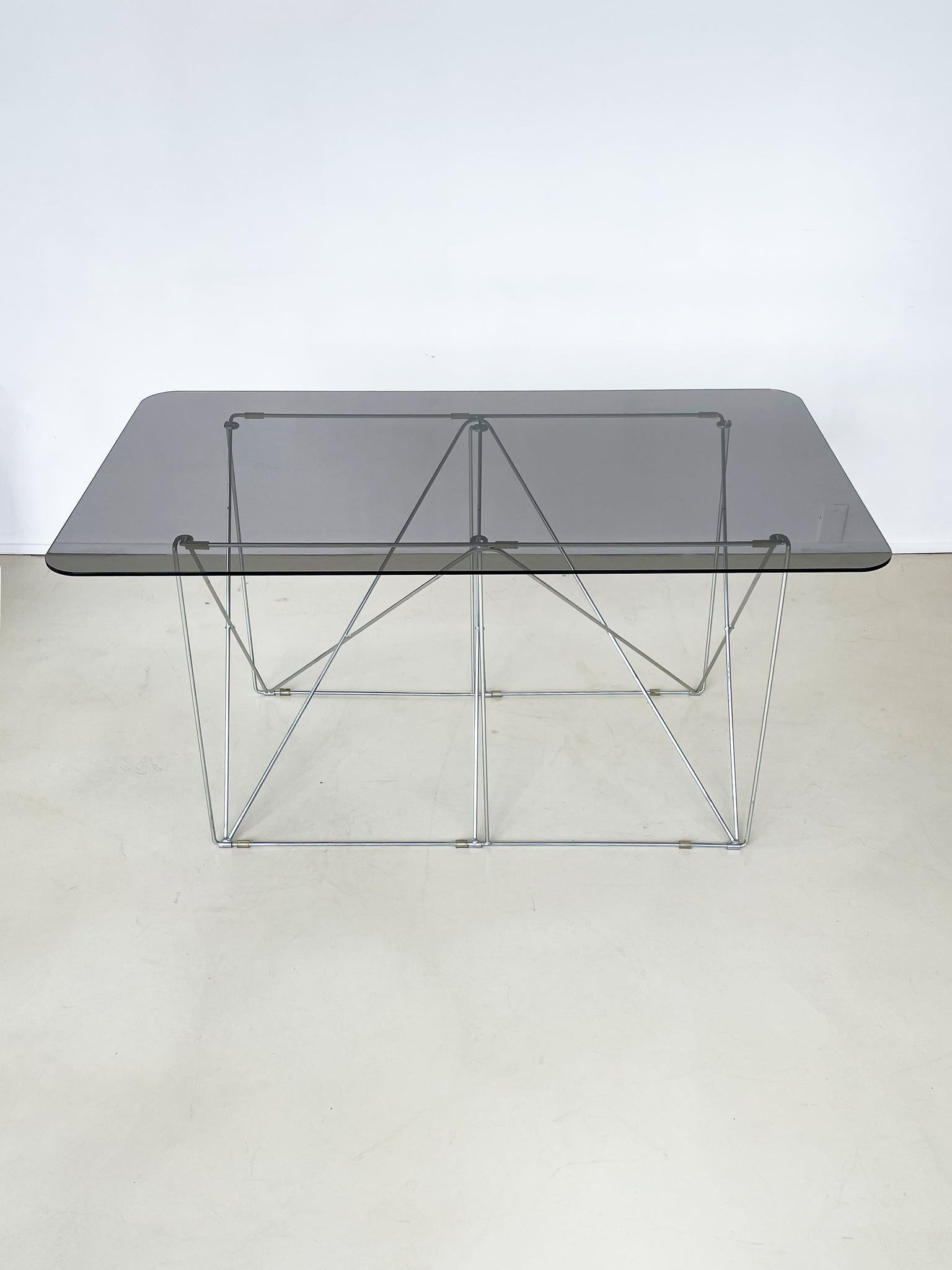 1970s French Chrome and Glass Dining Table by Max Sauze