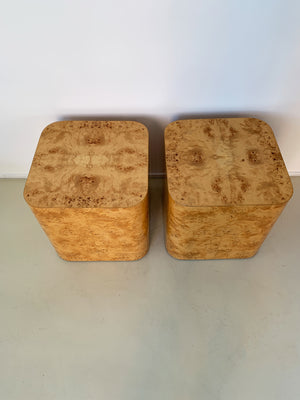 1970s Olive Burl Wood Cube Side Tables By Paul Mayen -Each