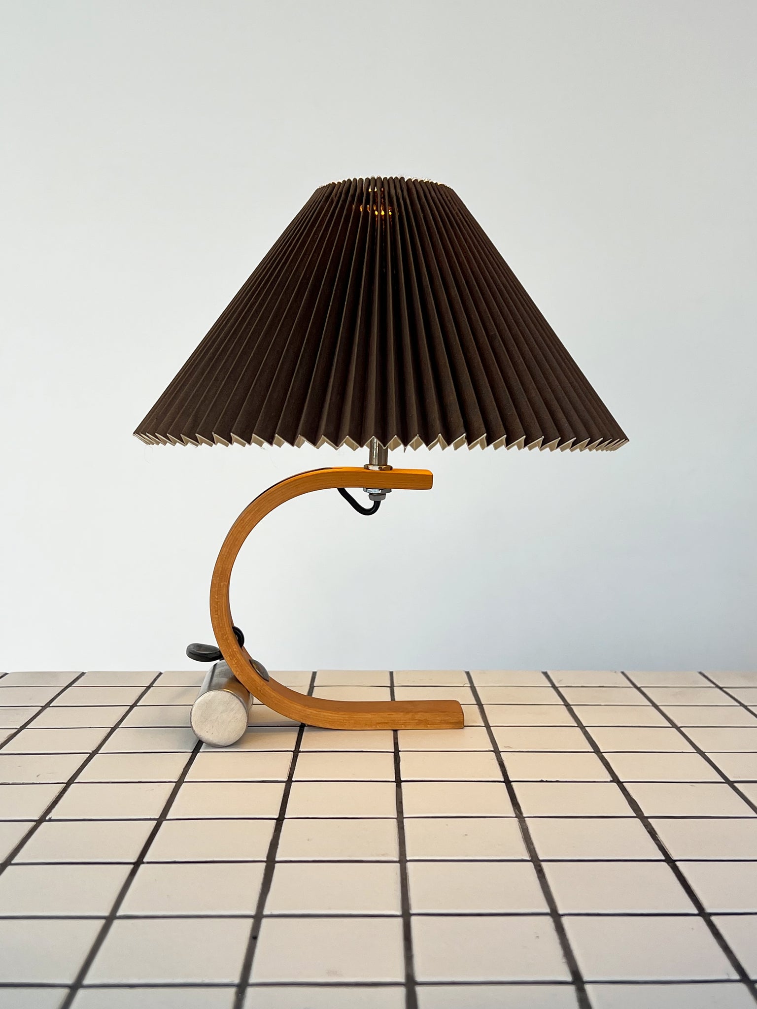 1970s Brown Pleated Shade Caprani Table Lamp