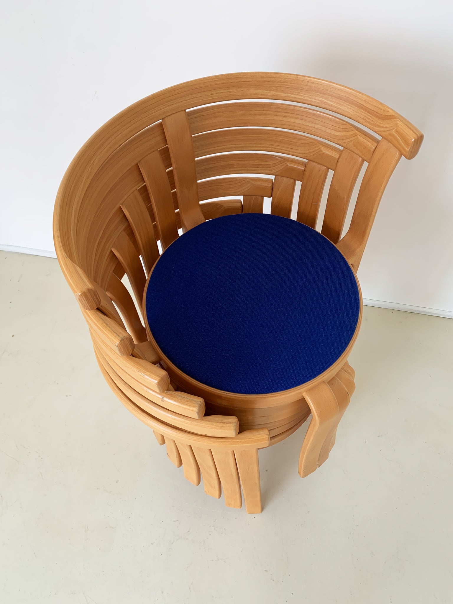 1980s Danish 8000 Series Beechwood Stacking Chairs by Magnus Olesen - Blue