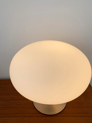 Mid Century Nickel and Frosted Glass Mushroom Laurel Lamp