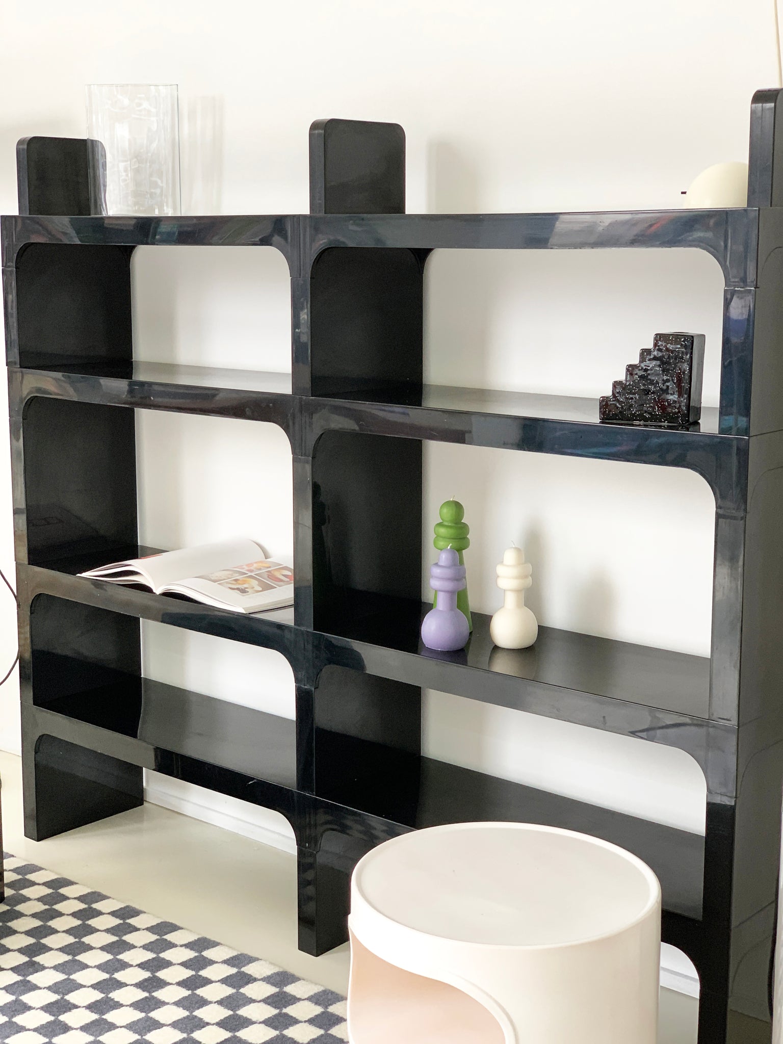 1970s Black ABS Plastic Bookcase by Olaf Von Bohr for Kartell