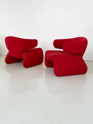 1965 Red Olivier Mourgue "Djinn" Arm Chairs - each