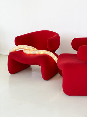 1965 Red Olivier Mourgue "Djinn" Arm Chairs - each