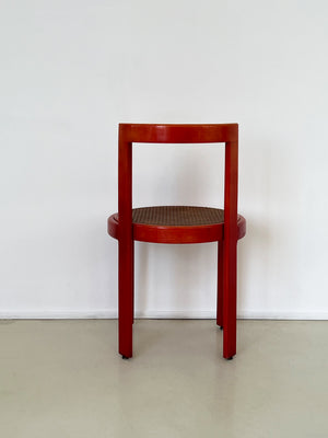 1970s Orange Dining Chair with Cane Seat