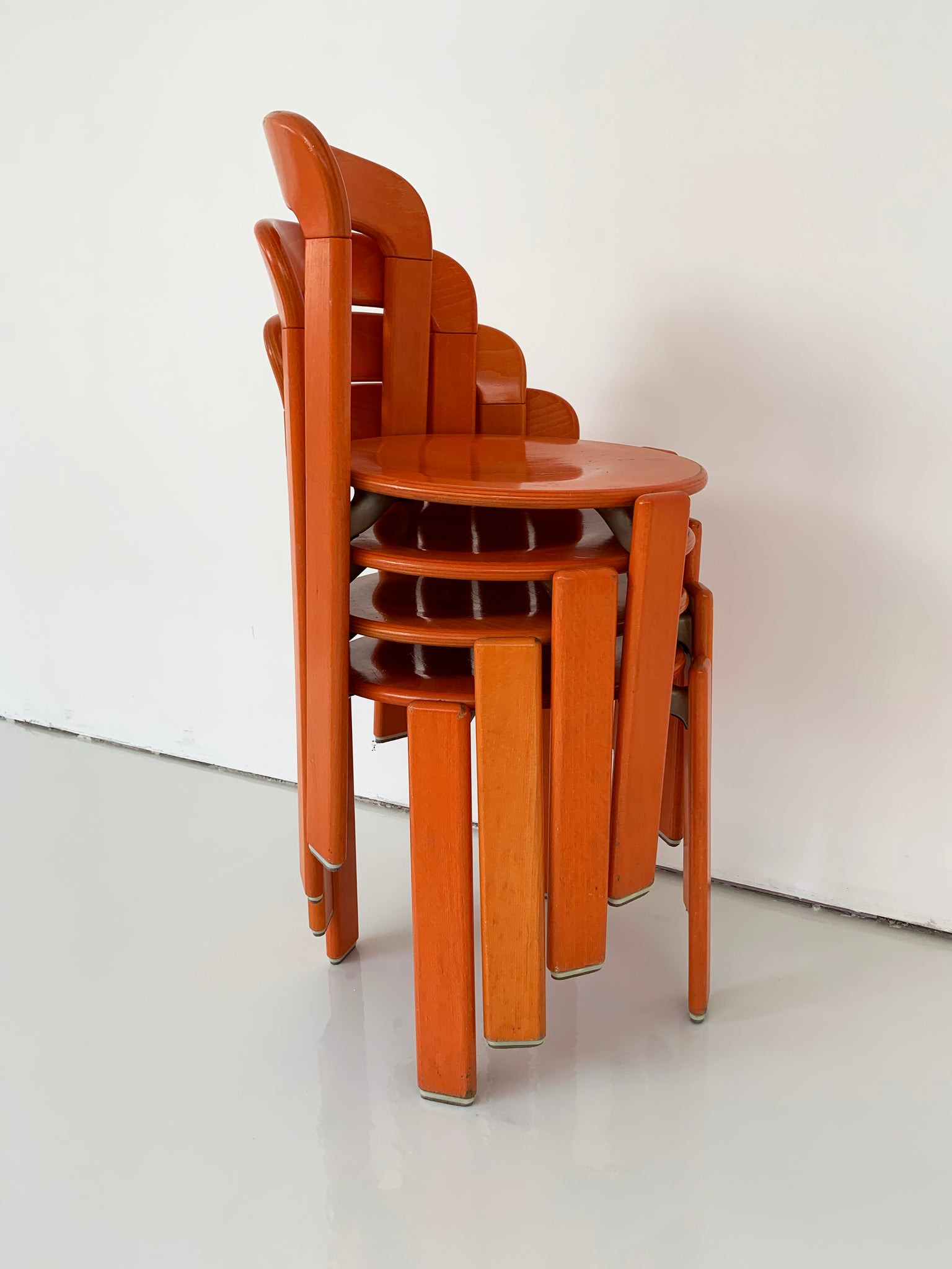 1970s Bruno Rey "Rey" Chairs in Orange, Switzerland
