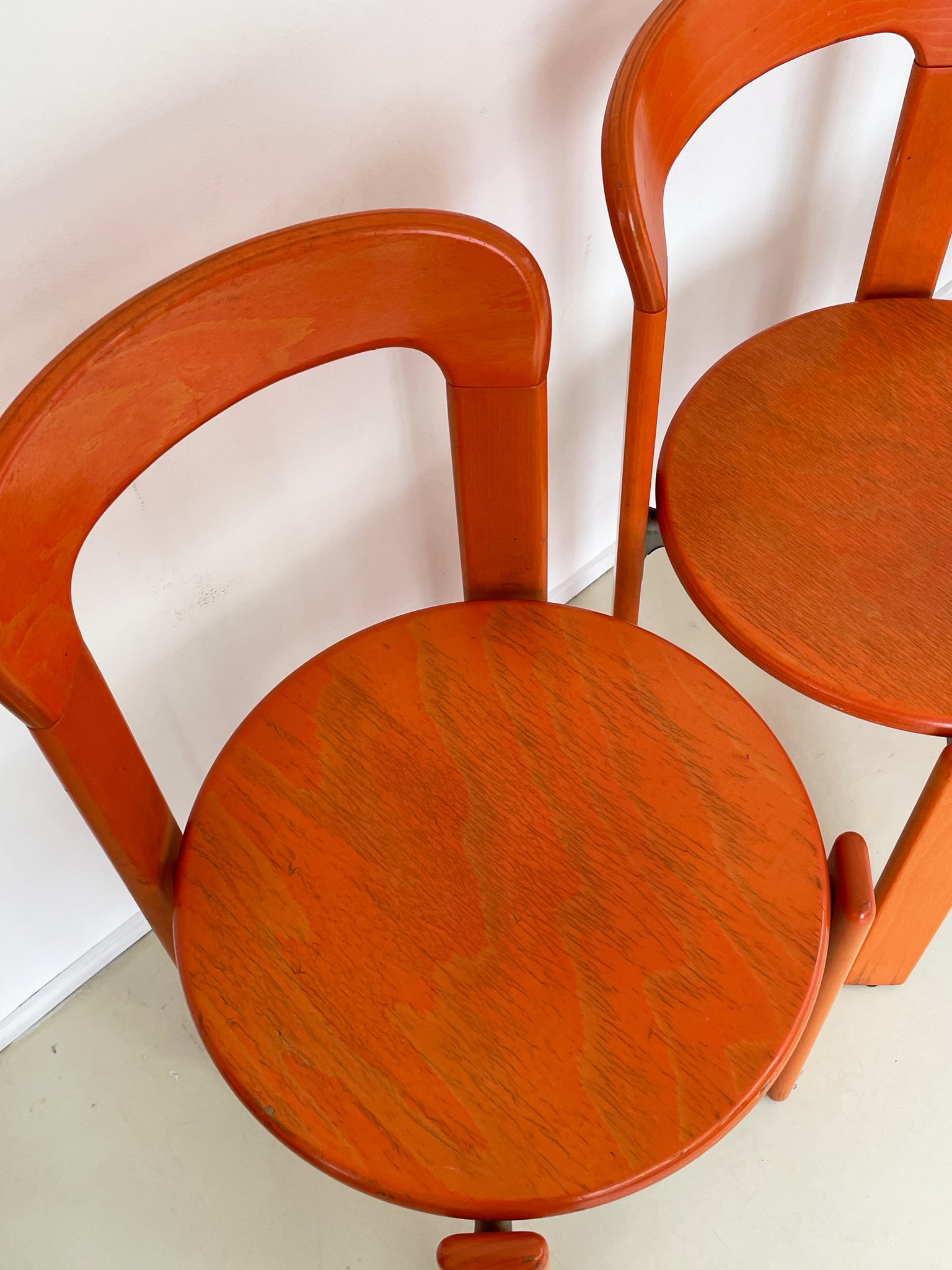 1970s Orange Bruno Rey "Rey" Stacking Chairs - Set of 4