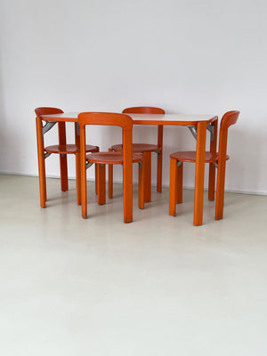 1970s Orange Bruno Rey "Rey" Stacking Chairs - Set of 4