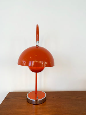 1960s Verner Panton Orange Flower Pot Table Lamp