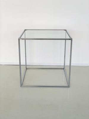 Mid Century "Abstracta" Chrome and Glass Cube Side Table by Poul Cadovius