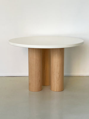 The Pier Dining Table in Cream and Maple Column Legs