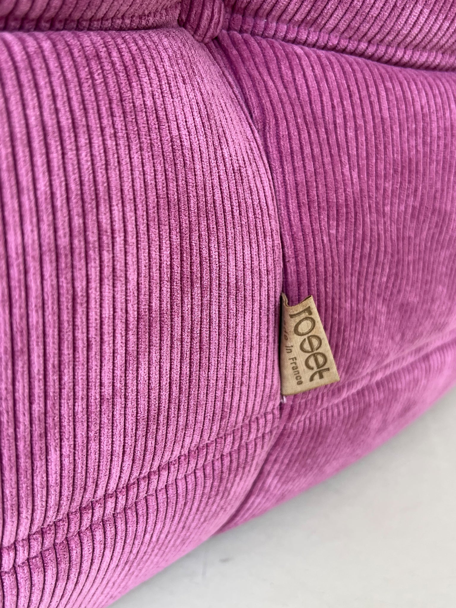 Vintage 2-Seater Pink Cord Ligne Roset Togo Sofa