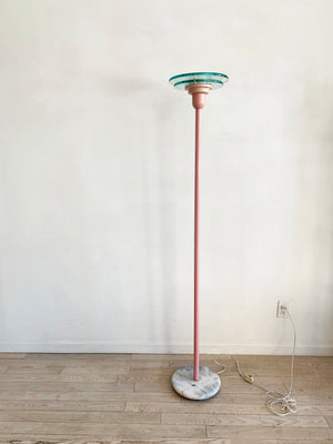 1980s Postmodern Pink Torch Floor Lamp
