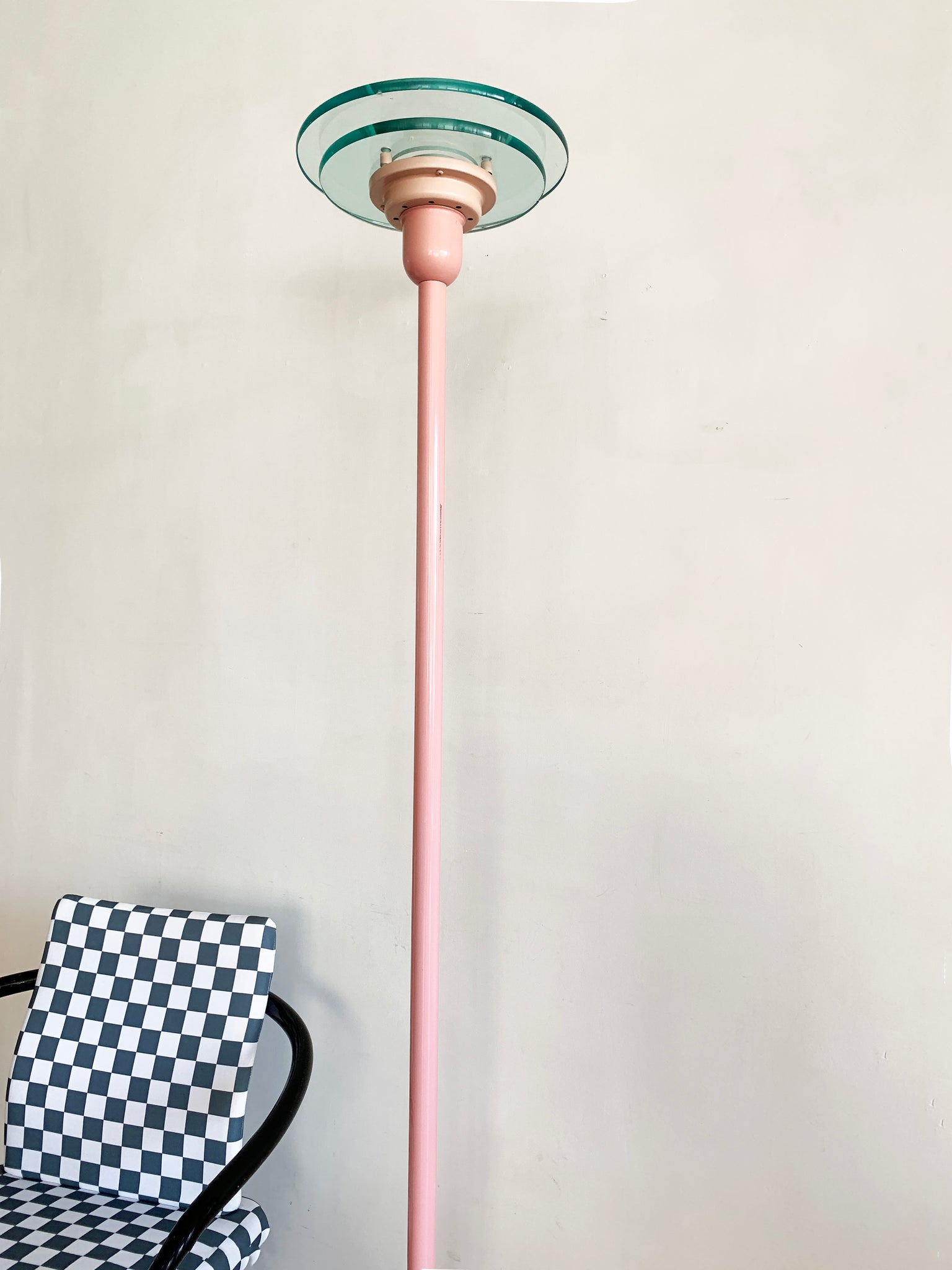 1980s Postmodern Pink Torch Floor Lamp