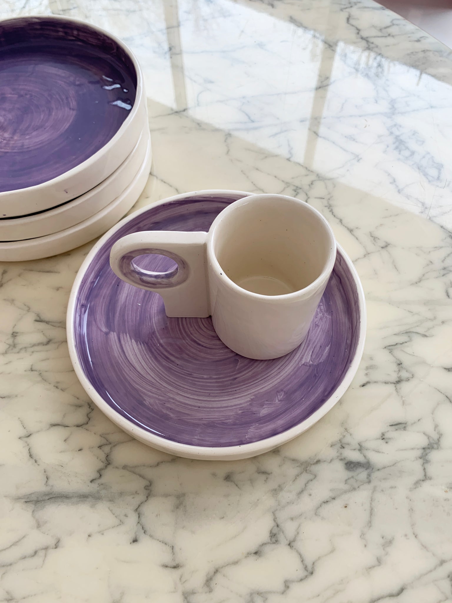 Handmade Glazed ceramic Lavender Dinner Plate