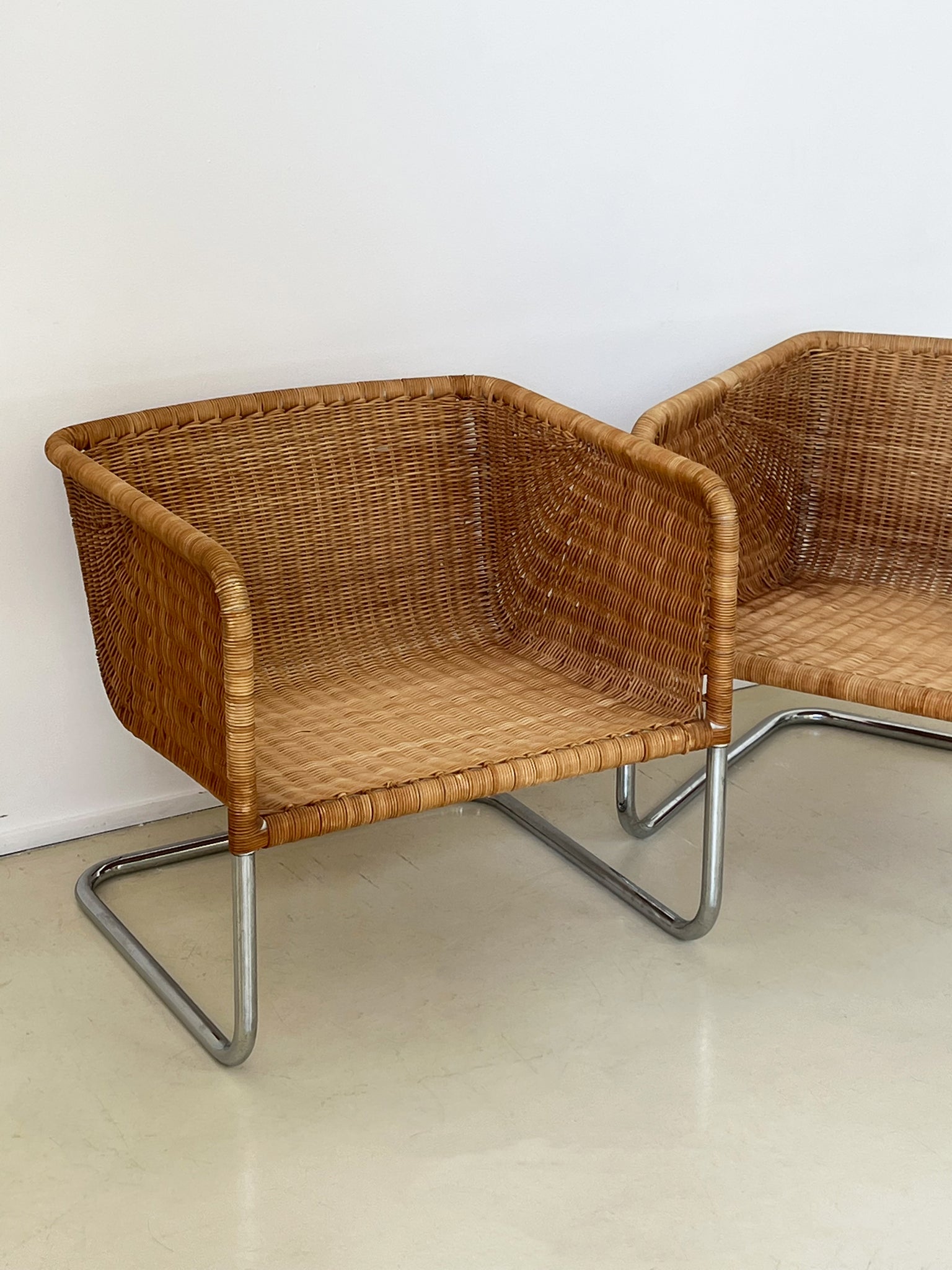 1970s Rattan Basket Lounge chair by Harvey Probber