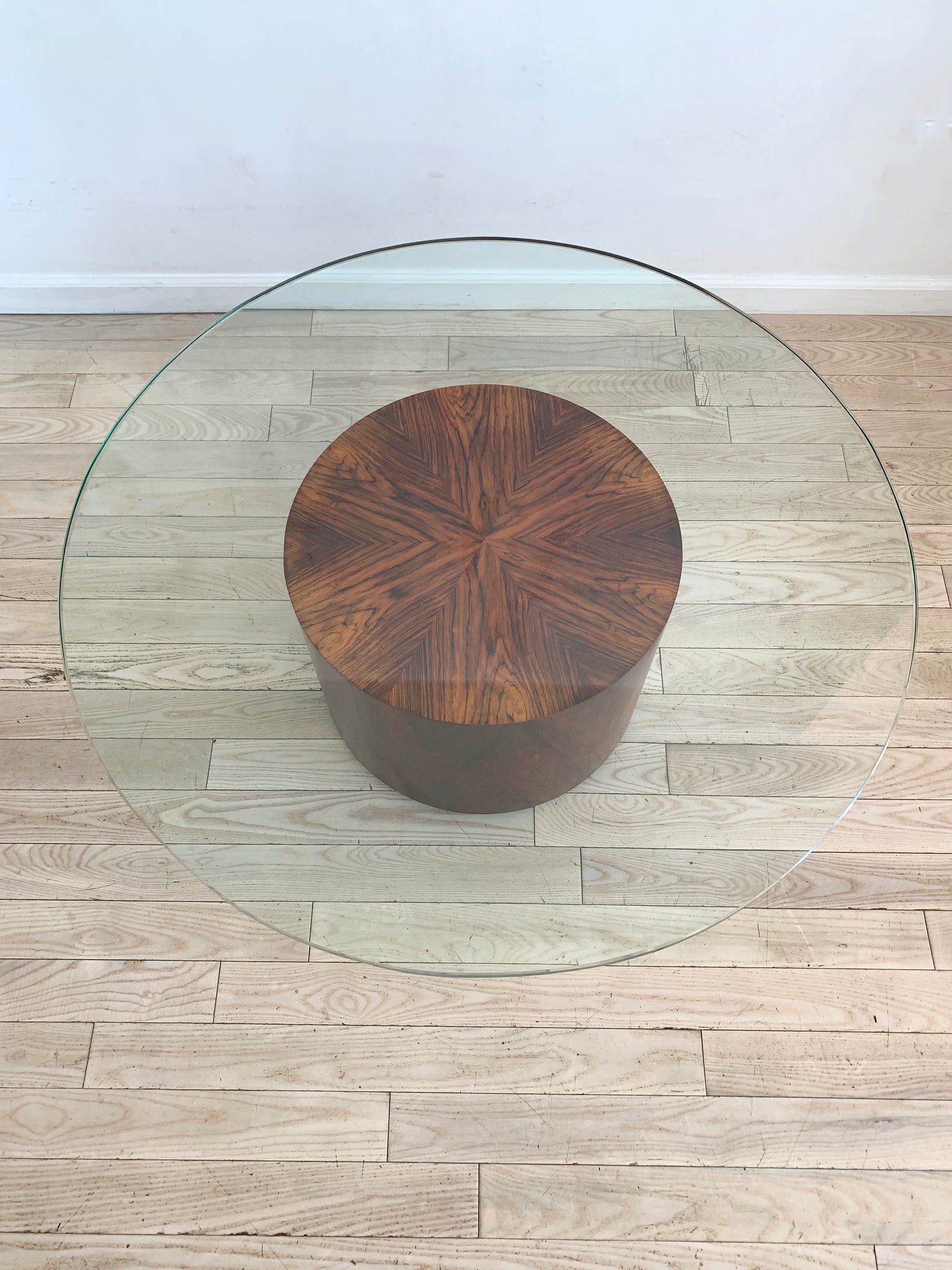 Mid Century Rosewood Drum Coffee Table by Harvey Probber