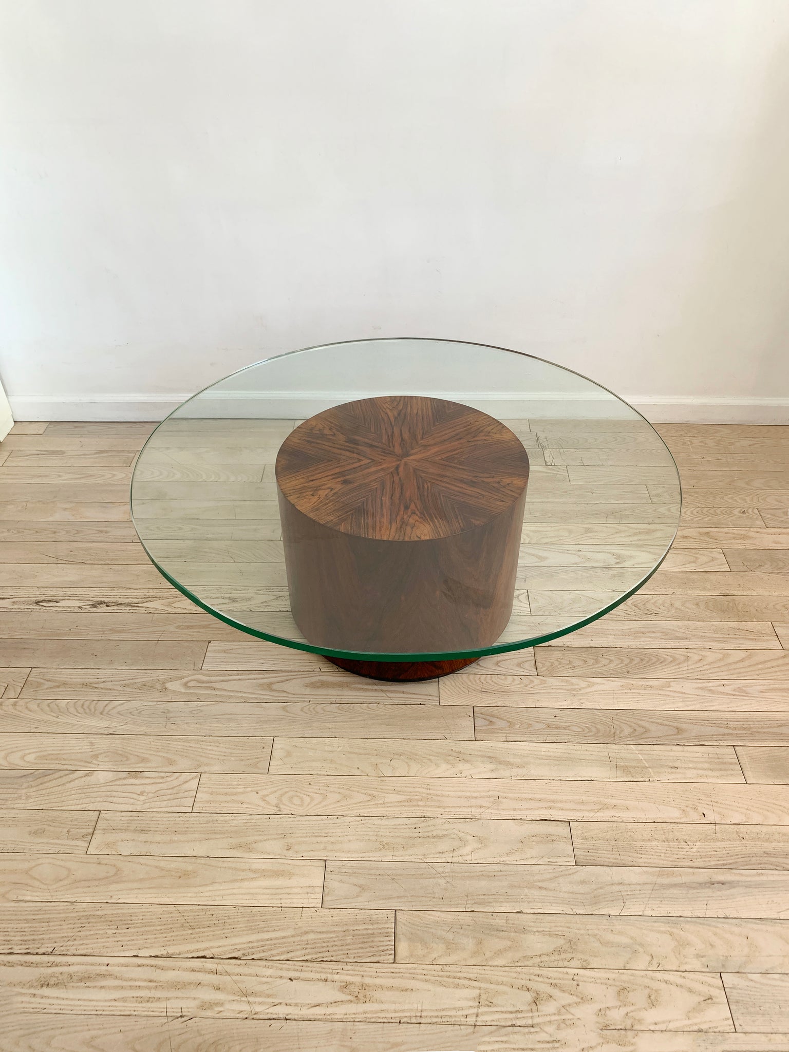 Mid Century Rosewood Drum Coffee Table by Harvey Probber
