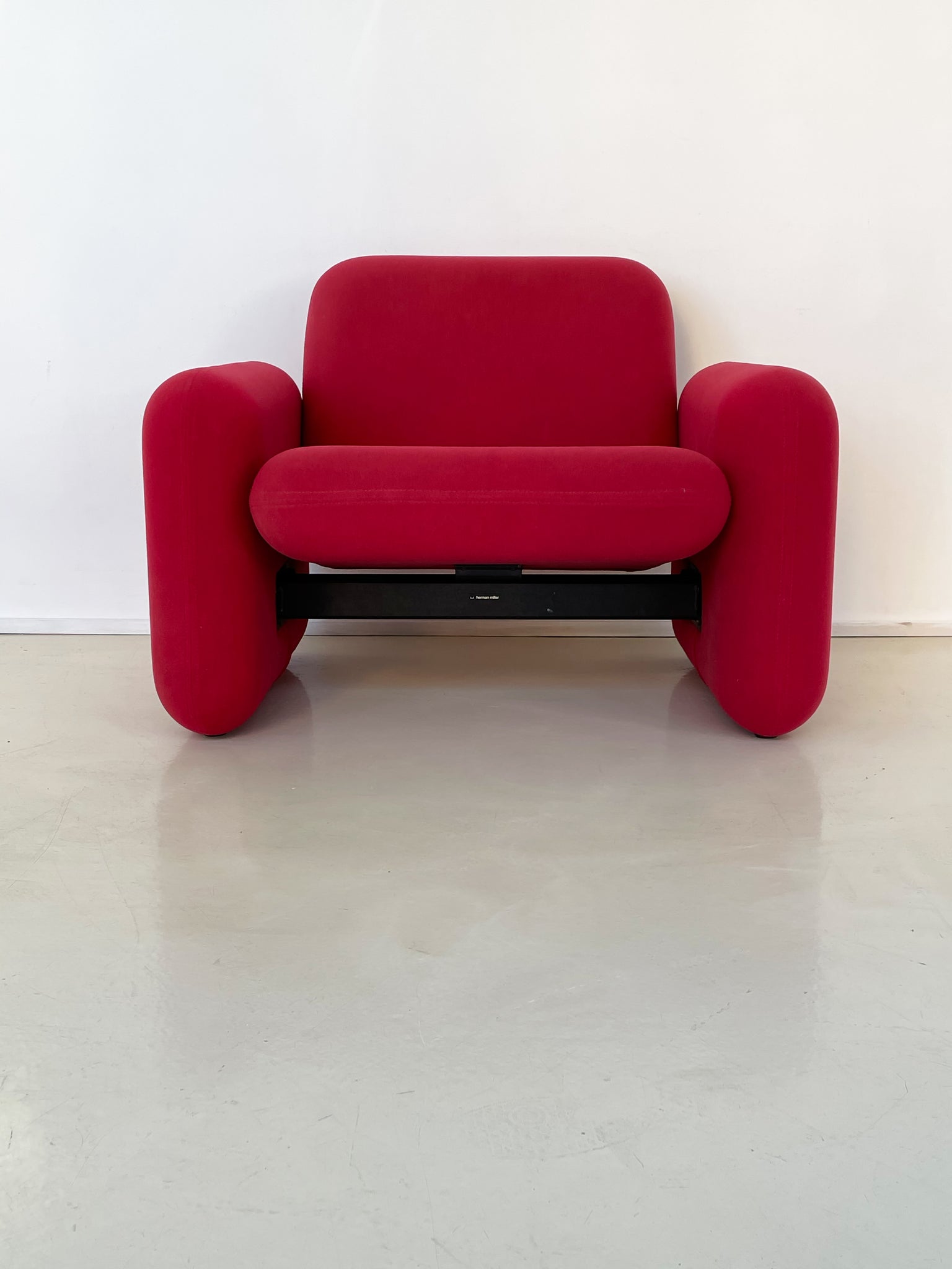 1970s Ray Wilkes Raspberry Red Chiclet Club Chair for Herman Miller