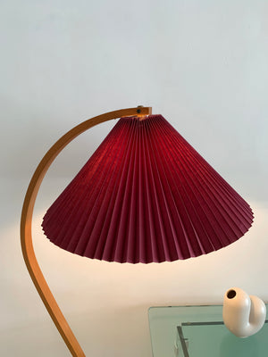 1970s Danish Bent Beech Mads Caprani Pleated Shade Floor Lamp