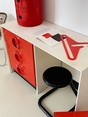 1970s Red Plastic Front Desk