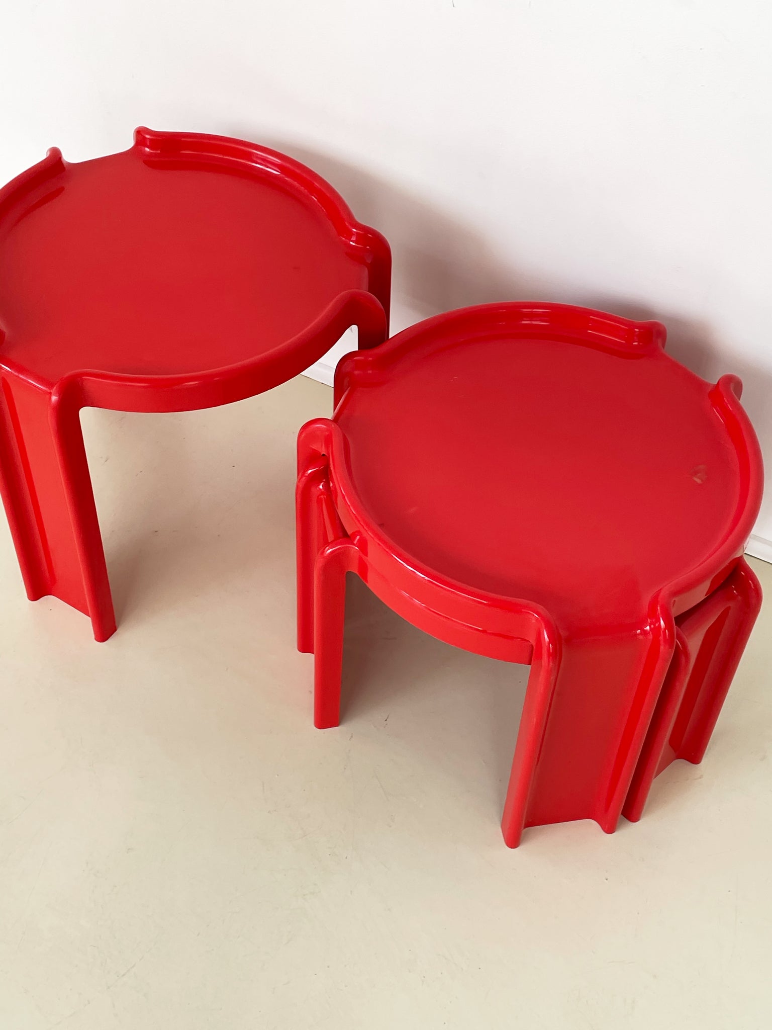 1970s ABS Plastic Red Kartell Stacking Tables
