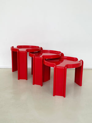 1970s ABS Plastic Red Kartell Stacking Tables