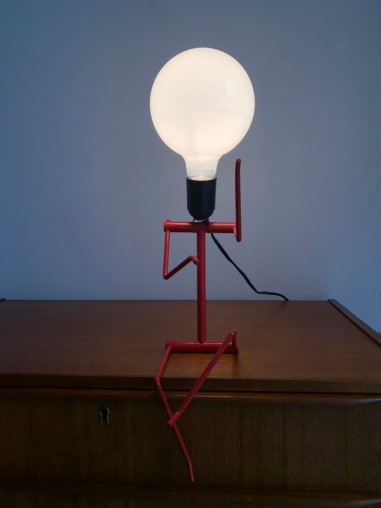 Vintage Red Metal Person Lamp