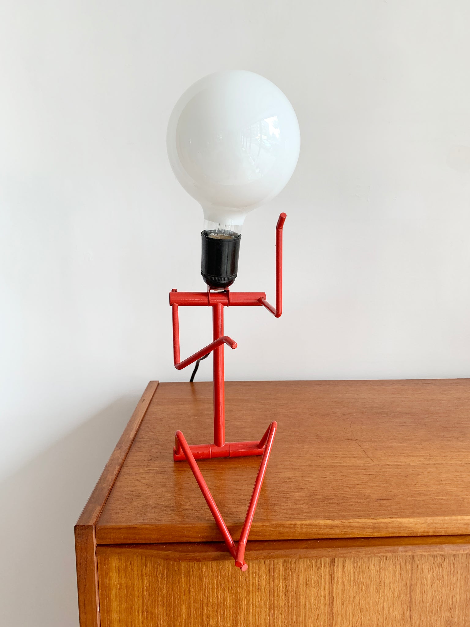 Vintage Red Metal Person Lamp