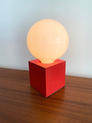 Mid Century Red metal  Square Orb Table Lamp