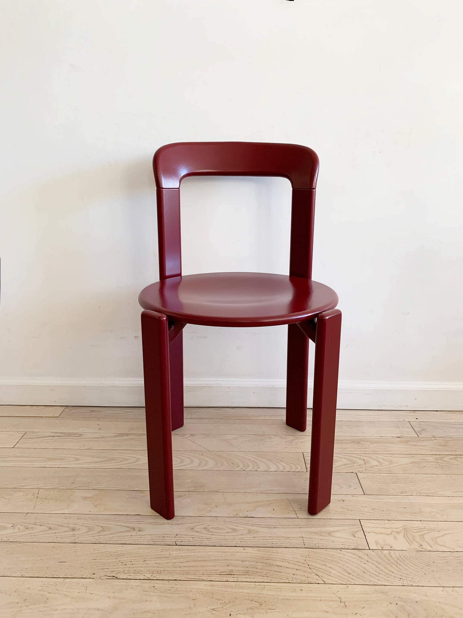 1970s Rey Stacking Chairs in Raspberry Red by Bruno Rey