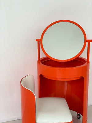 1970s Atomic Orange Plastic Vanity Set