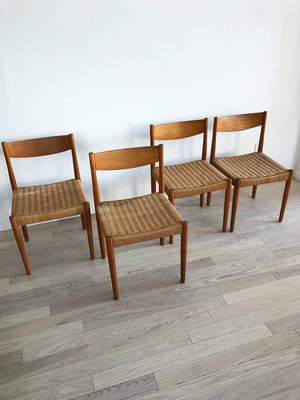 Mid Century Teak Rope Chairs-Set of 4