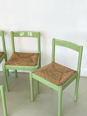 Vintage Green Carimate Dining Chairs by Vico Magistretti -Set of 4