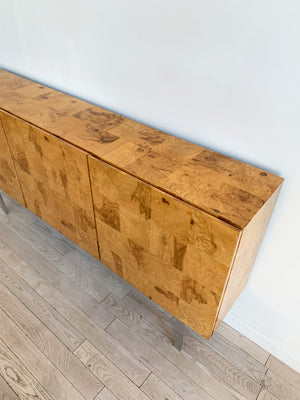 1970s Olive Burl Patchwork Sideboard by Milo Baughman for Thayer Coggin