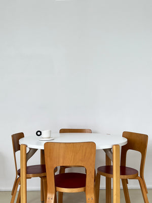 Set of 4 Red Seat Vintage Alvar Aalto Chair 66
