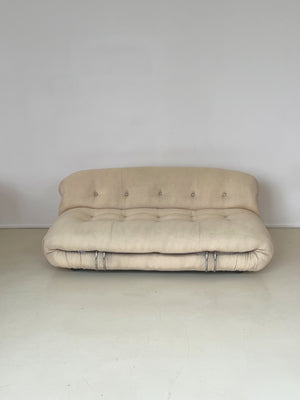 Vintage Italian Soriana Striped Sofa by Tobia Scarpa for Cassina
